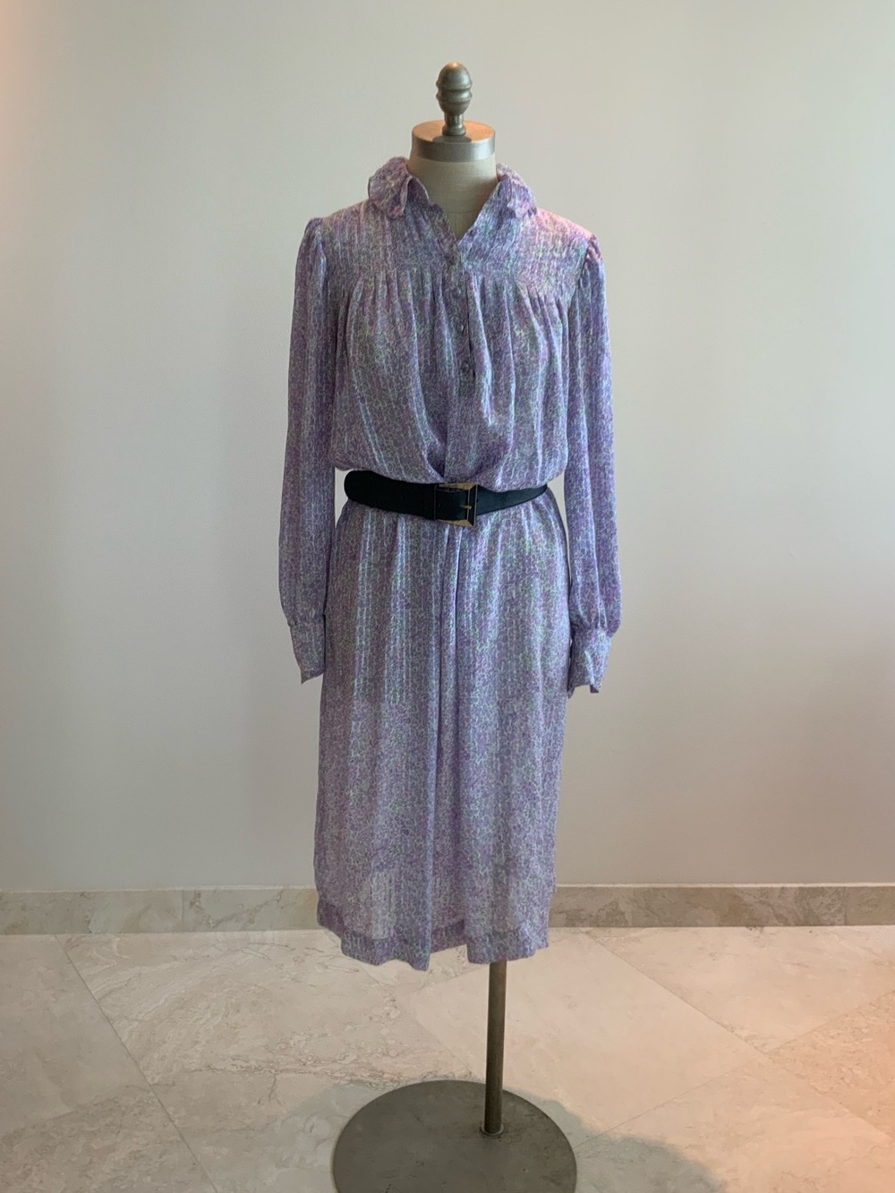 Vtg Feminine Lilac Floral Midi Leslie Fay - Women's Dress sz 6